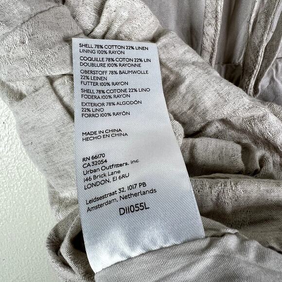 Anthropologie Flat White Linen Cotton Asymmetrical Mini Dress Beige Back Cut Out - Picture 9 of 10